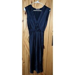 Amanda Uprichard Blue 100% Silk Women's Sleeveless Leg Slit Dress XS